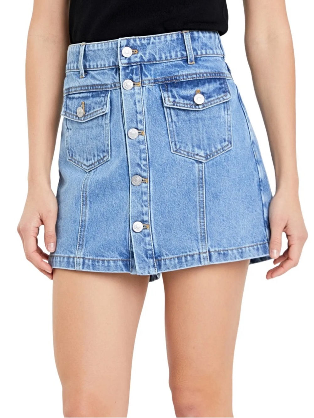 GREY LAB Light Blue Denim Button-Front Jean Shorts
